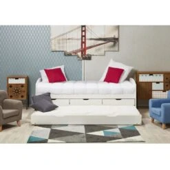 Lit Gigogne 4 Tiroirs Pin Massif Blanc Cezar 90x190 Cm -Vente De Chambre lit gigogne 4 tiroirs pin massif blanc larsen 90x190 cm 3248114150038 413804