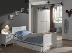 Lit Gigogne 90x200 Cm Avec Sommier Laqué Blanc Lewis -Vente De Chambre lit gigogne 90x200 cm avec sommier laque blanc lewis 5420070225298 690746