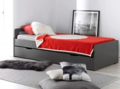 Lit Gigogne 90x200 Cm Bois Anthracite Féroé