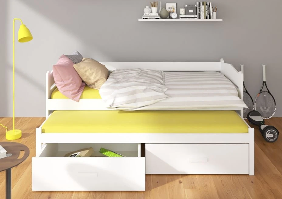 Lit Gigogne Blanc 2 Couchages 90x200 Cm Avec 2 Coffres De Rangement Kuska 3 Lit Gigogne Blanc 2 Couchages 90x200 Cm Avec 2 Coffres De Rangement Kuska – Image 3