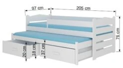 Lit Gigogne Blanc Et Bois Oak 2 Couchages 90x200 Cm Avec 2 Coffres De Rangement Kuska -Vente De Chambre lit gigogne blanc et bois oak 2 couchages 90x200 cm avec 2 coffres de rangement kuska 3666722956086 1508530