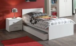 Lit Gigogne Bois Laqué Blanc Milani 90x200 Cm