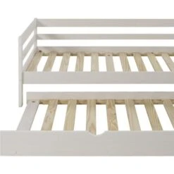 Lit Gigogne - Bois Pin Massif - Blanc - Sommier Inclus - 2x90x190 Cm - SIMBA -Vente De Chambre lit gigogne bois pin massif blanc sommier inclus 2x90x190 cm simba 3770017653182 1110772