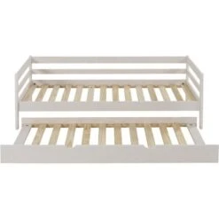 Lit Gigogne - Bois Pin Massif - Blanc - Sommier Inclus - 2x90x190 Cm - SIMBA -Vente De Chambre lit gigogne bois pin massif blanc sommier inclus 2x90x190 cm simba 3770017653182 1110773