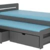 Lit Gigogne Gris Graphite 2 Couchages 90x200 Cm Avec 2 Coffres De Rangement Balina