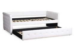 Lit Gigogne Simili Cuir Blanc Capitonné Mark 90 -Vente De Chambre lit gigogne simili cuir blanc capitonne mark 90 3327480034767 234873