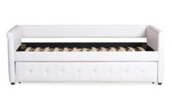 Lit Gigogne Simili Cuir Blanc Capitonné Mark 90 -Vente De Chambre lit gigogne simili cuir blanc capitonne mark 90 3327480034767 234875