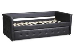 Lit Gigogne Simili Cuir Noir Capitonné Mark 90