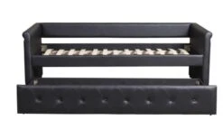 Lit Gigogne Simili Cuir Noir Capitonné Mark 90 -Vente De Chambre lit gigogne simili cuir noir capitonne mark 90 3327480034750 234882