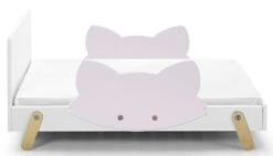 Lit Laqué Blanc à Motif Renard Violet Clair Fox 70