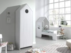 Lit Maison 70x140 Cm Avec Banc Bois Laqué Blanc Camila -Vente De Chambre lit maison 70x140 cm avec banc bois laque blanc casami 5420070232302 594110