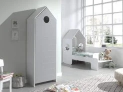 Lit Maison 70x140 Cm Avec Banc Bois Laqué Blanc Camila -Vente De Chambre lit maison 70x140 cm avec banc bois laque blanc casami 5420070232302 594115