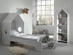 Lit Maison 90x200 Cm Avec Banc Bois Laqué Blanc Camila -Vente De Chambre lit maison 90x200 cm avec banc bois laque blanc casami 5420070232333 594128