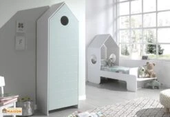 Lit Maison 90x200 Cm Avec Banc Bois Laqué Blanc Camila -Vente De Chambre lit maison 90x200 cm avec banc bois laque blanc casami 5420070232333 594132