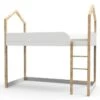 Lit Mezzanine Bois Massif Clair Et Blanc Casa 90x190 Cm