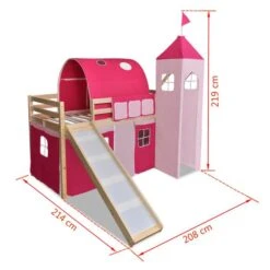 Lit Mezzanine D'enfants Avec Toboggan Et échelle Bois Rose -Vente De Chambre lit mezzanine d enfants avec toboggan et echelle bois rose 8718475531401 1117421