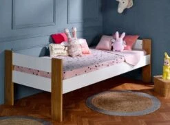 Lit Mezzanine Haut 90x190 Cm Blanc Et Hêtre Massif Clair Scandi -Vente De Chambre lit mezzanine haut 90x190 cm blanc et hetre massif clair scandi 3700429611883 654716