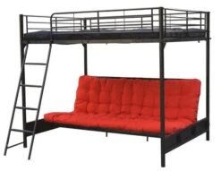 Lit Mezzanine Métal Noir Avec Banquette Convertible Novi