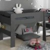 Lit Mezzanine Mi-hauteur 90x190 Cm Bois Gris Foncé London