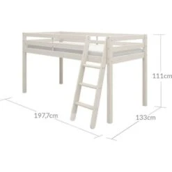 Lit Mi-hauteur Enfant - 90 X 190 Cm - Pin Massif Blanchi - Sommier Inclus - Andrus -Vente De Chambre lit mi hauteur enfant 90 x 190 cm pin massif blanchi sommier inclus andrus 5703546068675 1128242