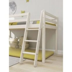 Lit Mi-hauteur Enfant - 90 X 190 Cm - Pin Massif Blanchi - Sommier Inclus - Andrus -Vente De Chambre lit mi hauteur enfant 90 x 190 cm pin massif blanchi sommier inclus andrus 5703546068675 1128244