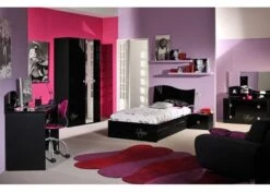 Lit Noir Laqué Strass -Vente De Chambre lit noir laque strass 3102000068794 20804