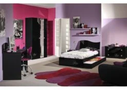 Lit Noir Laqué Strass -Vente De Chambre lit noir laque strass 3102000068794 20805