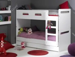 Lit Superposé Modulable Blanc Avec Tiroir Féroé 90x200cm