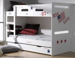 Lit Superposé Modulable Blanc Avec Tiroir Féroé 90x200cm -Vente De Chambre lit superpose modulable blanc avec tiroir feroe 90x200cm 132376