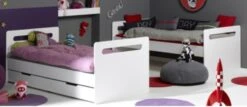Lit Superposé Modulable Blanc Avec Tiroir Féroé 90x200cm -Vente De Chambre lit superpose modulable blanc avec tiroir feroe 90x200cm 132378