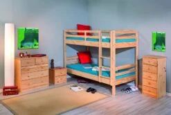 Lit Superposé Pin Massif Clair Salva 90x190 Cm -Vente De Chambre lit superpose pin massif vernis naturel salvador 90x190 cm 4010340350266 144332