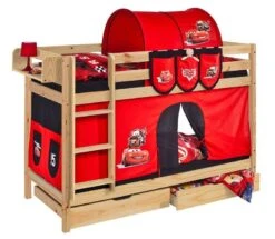 Lit Superposés Pin Massif Et Rideau Cars Disney