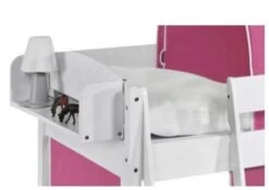 Lit Surélevé Blanc Toboggan Rideau Et Tour Dora 90x190 Cm -Vente De Chambre lit sureleve blanc toboggan rideau et tour dora 90x190 cm 105376