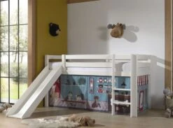 Lit Toboggan 90x200 Cm Avec Tente Animaux Pin Massif Blanc Pino -Vente De Chambre lit toboggan 90x200 cm avec tente animaux pin massif blanc pino 5420070236577 712302