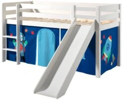 Lit Toboggan 90x200 Cm Avec Tente Astra Pin Massif Blanc Pino