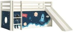 Lit Toboggan 90x200 Cm Avec Tente Astronaute Pin Massif Blanc Pino
