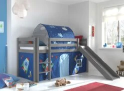 Lit Toboggan 90x200 Cm Avec Tente Et Tunnel Astra Pin Massif Gris Pino -Vente De Chambre lit toboggan 90x200 cm avec tente et tunnel astra pin massif gris pino 5420070234948 715084
