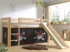 Lit Toboggan 90x200 Cm Avec Tente Pirate Marron Pin Massif Clair Pino -Vente De Chambre lit toboggan 90x200 cm avec tente pirate marron pin massif clair pino 5420070236614 709285
