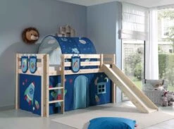 Lit Toboggan 90x200 Cm Avec Tente Tunnel Et 3 Pochettes Astra Pin Massif Clair Pino -Vente De Chambre lit toboggan 90x200 cm avec tente tunnel et 3 pochettes astra pin massif clair pino 5420070228206 709348