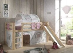 Lit Toboggan 90x200 Cm Avec Tente Tunnel Et 3 Pochettes Contra Pin Massif Clair Pino -Vente De Chambre lit toboggan 90x200 cm avec tente tunnel et 3 pochettes contra pin massif clair pino 5420070231602 709360