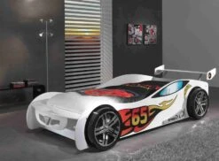 Lit Voiture De Course 90x200 Cm Bois Blanc Lemans -Vente De Chambre lit voiture de course 90x200 cm bois blanc car beds 694446