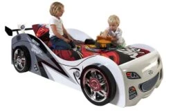 Lit Voiture De Course 90x200 Cm Bois Blanc Rapido