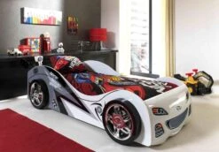Lit Voiture De Course 90x200 Cm Bois Blanc Rapido -Vente De Chambre lit voiture de course 90x200 cm bois blanc car beds 92383