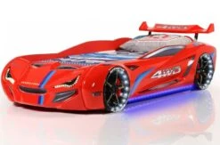 Lit Voiture De Course Turbo V1 Rouge 90x190 Cm 2