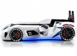 Lit Voiture De Sport Blanc à Led Avec Effets Sonores Competition 90x190 Cm