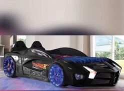 Lit Voiture De Sport Noir à Led Flamme