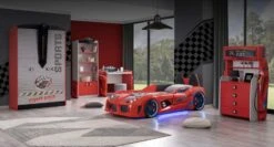 Lit Voiture Turbo V7 Rouge à Led -Vente De Chambre lit voiture turbo v7 rouge a led 3666722818810 1465664