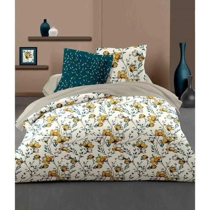 LOVELY HOME Parure De Couette 220x240 Cm + 2 Taies D'oreiller 65x65 Cm - 100% Coton SAN REMO - Creme 1 LOVELY HOME Parure De Couette 220x240 Cm + 2 Taies D'oreiller 65x65 Cm - 100% Coton SAN REMO - Creme