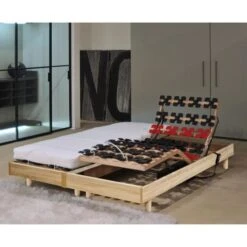 MURCIE Ensemble Matelas + Sommiers Relaxation 2 X 80 X 200 Cm - Mousse - 14 Cm - Tres Ferme - Décor Chene