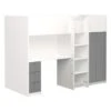 Lit Combiné Enfant - Blanc/Gris - Sommier Inlcus - 90 X 200 Cm